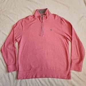 Vineyard Vines Light Red Saltwater 1/4 Zip Pullover Men's Size Large 100% Cotton